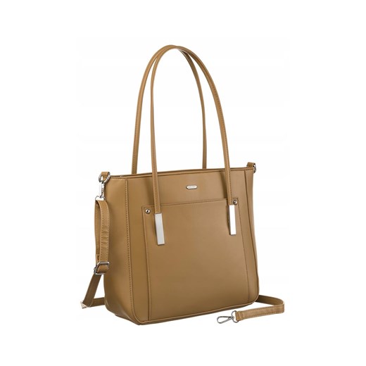 Klasyczna shopperka damska ze skóry ekologicznej - beżowa ze sklepu 5.10.15 w kategorii Torby Shopper bag - zdjęcie 172346128