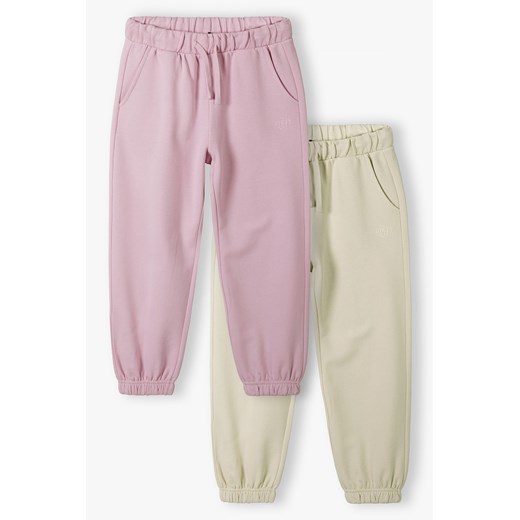 2pak spodni dresowych dla dziewczynki różowe i beżowe - Limited Edition ze sklepu 5.10.15 w kategorii Spodnie dziewczęce - zdjęcie 172347159