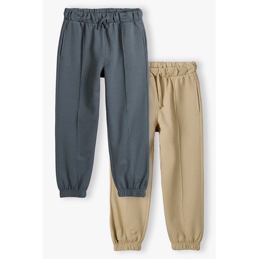 Dresowe spodnie dla chłopca - 2pak - beżowe i szare - Limited Edition ze sklepu 5.10.15 w kategorii Spodnie chłopięce - zdjęcie 172347166
