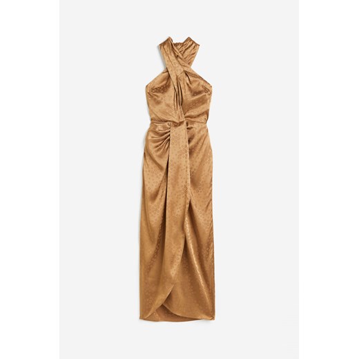 H & M - Kopertowa sukienka z mocowaniem na karku - Beżowy H & M XL H&M