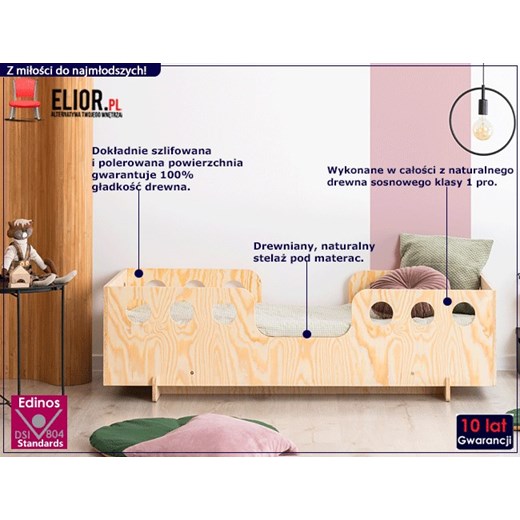 Łóżko drewniane dziecięce ze stelażem Filo 7X Elior One Size Edinos.pl