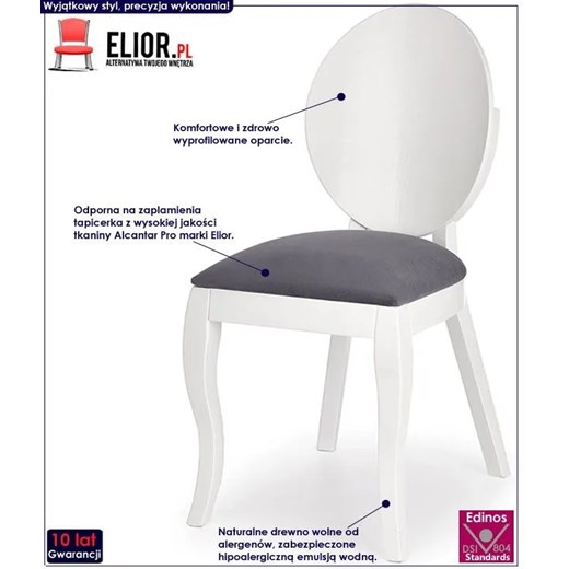 Skandynawskie krzesło typu ludwik Lavon - białe Elior One Size Edinos.pl