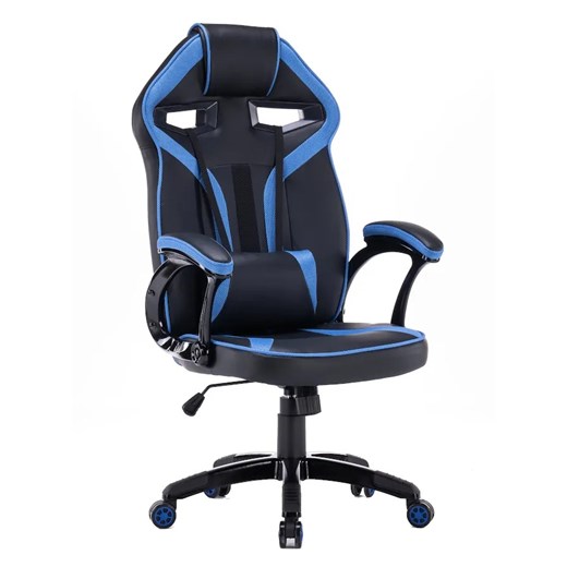 Czarno-niebieski fotel gamingowy - Dexero ze sklepu Edinos.pl w kategorii Krzesła biurowe - zdjęcie 172348127