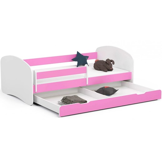 Dziewczęce łóżko z szufladą białe + różowy - Ellsa 4X 80x160 Elior One Size Edinos.pl