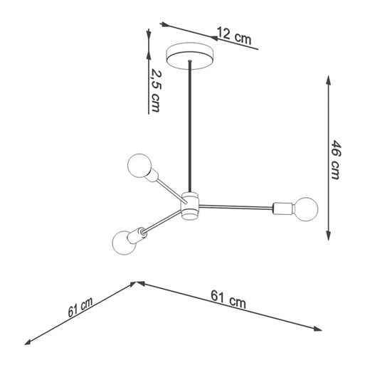 Czarny loftowy potrójny żyrandol - S495-Trigo Lumes One Size Edinos.pl