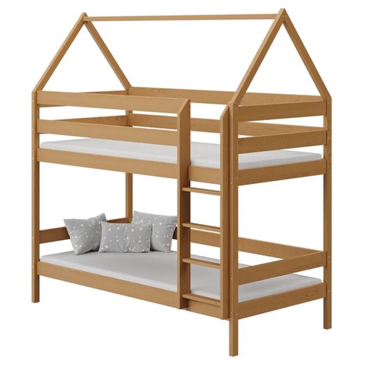 Podwójne piętrowe łóżko dziecięce domek z materacami, olcha - Zuzu 3X 190x90 cm Elior One Size Edinos.pl
