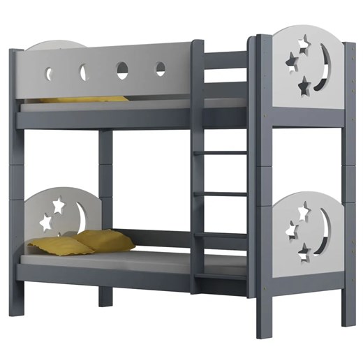 Szare łóżko piętrowe dla 2 dzieci - Mimi 3X 190x80 cm ze sklepu Edinos.pl w kategorii Łóżka dziecięce - zdjęcie 172348348