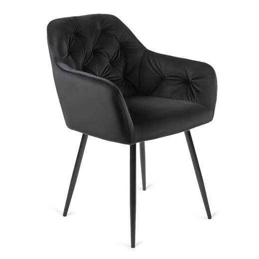 Czarne pikowane krzesło z podłokietnikami - Damo ze sklepu Edinos.pl w kategorii Krzesła - zdjęcie 172348925