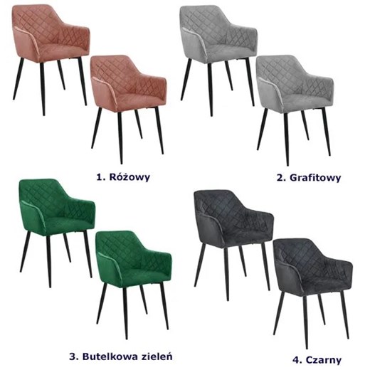 Czarny zestaw 2 welurowych krzeseł - Wanja Elior One Size okazyjna cena Edinos.pl