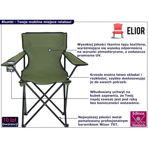 Zielone składane krzesło turystyczne - Blumbi 3X Elior One Size Edinos.pl
