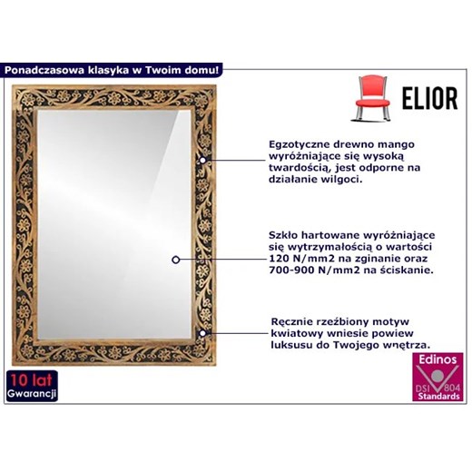 Prostokątne wiszące lustro w rustykalnym stylu - Perissa Elior One Size Edinos.pl