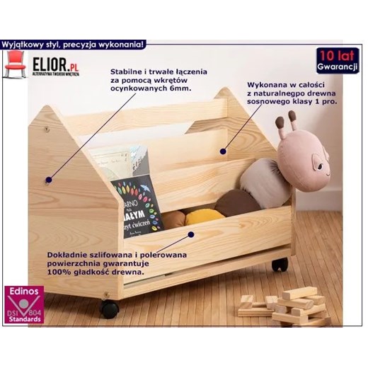 Drewniana skrzynia na zabawki Zozo 3S Elior One Size Edinos.pl
