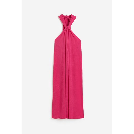 H & M - Długa sukienka z mocowaniem na karku - Różowy H & M L H&M
