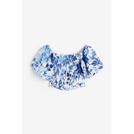 H & M - Marszczony top z odkrytymi ramionami - Niebieski ze sklepu H&M w kategorii Bluzki damskie - zdjęcie 172351535