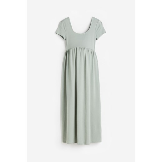 H & M - MAMA Dżersejowa sukienka z dekoltem karo - Zielony ze sklepu H&M w kategorii Sukienki ciążowe - zdjęcie 172351547
