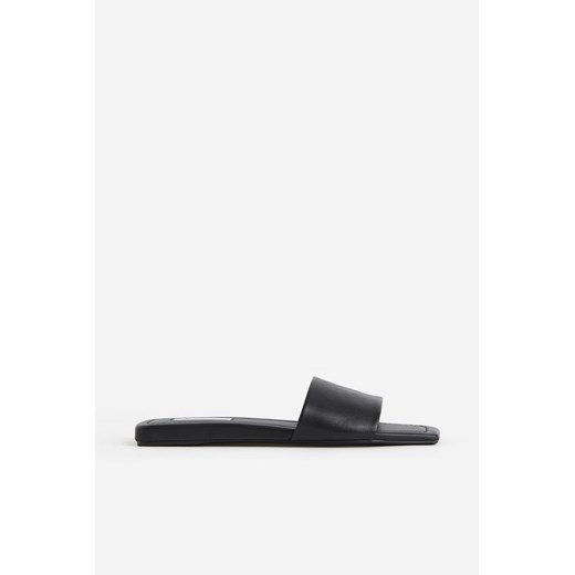 H & M - Skórzane klapki - Czarny ze sklepu H&M w kategorii Klapki damskie - zdjęcie 172351626