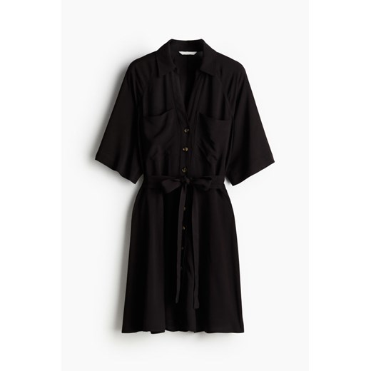 H & M - Szmizjerka z wiązanym paskiem - Czarny ze sklepu H&M w kategorii Sukienki - zdjęcie 172351649