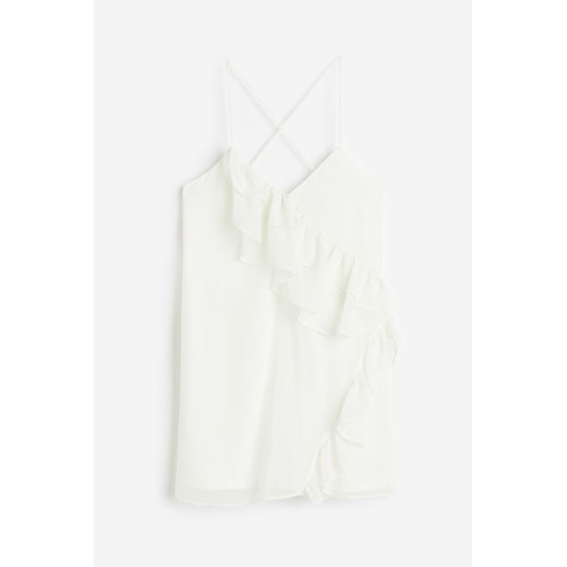 H & M - Sukienka mini z falbaną - Biały H & M M H&M