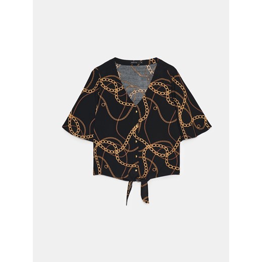 Mohito - Wiskozowa bluzka z printem - czarny ze sklepu Mohito w kategorii Bluzki damskie - zdjęcie 172355909
