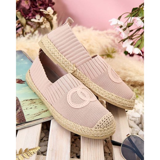Damskie espadryle Theodora różowe z zamszowej skóry ekologicznej, płaskie ze sklepu royalfashion.pl w kategorii Espadryle damskie - zdjęcie 172356238