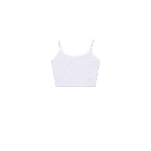 Cropp - Szary top z białymi ramiączkami - jasny szary ze sklepu Cropp w kategorii Bluzki damskie - zdjęcie 172356375