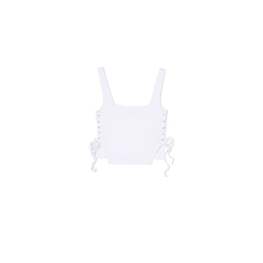 Cropp - Biały top z wiązaniami - biały ze sklepu Cropp w kategorii Bluzki damskie - zdjęcie 172356385