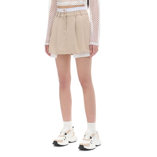 Cropp - Spódnica mini ze wstawkami - beżowy ze sklepu Cropp w kategorii Spódnice - zdjęcie 172356455