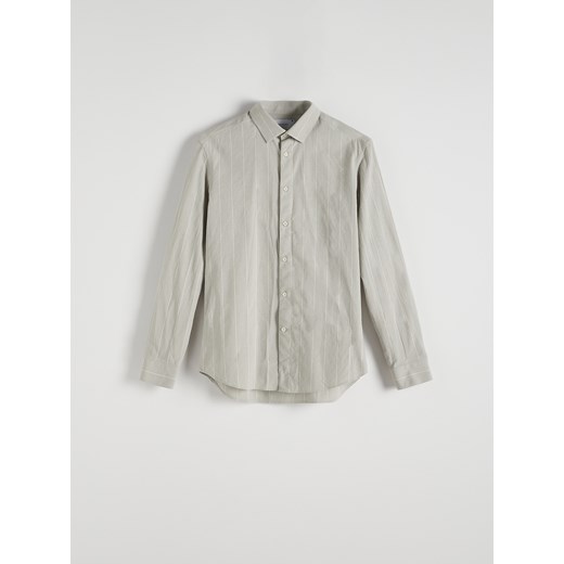 Reserved - Koszula regular fit w paski - jasnoszary ze sklepu Reserved w kategorii Koszule męskie - zdjęcie 172356796