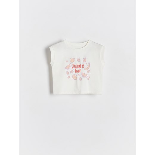 Reserved - T-shirt z nadrukiem - złamana biel ze sklepu Reserved w kategorii Bluzki dziewczęce - zdjęcie 172357098