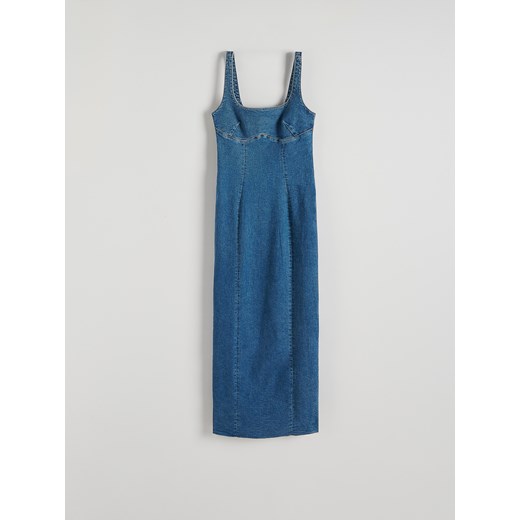 Reserved - Jeansowa sukienka midi na ramiączkach - niebieski ze sklepu Reserved w kategorii Sukienki - zdjęcie 172357276