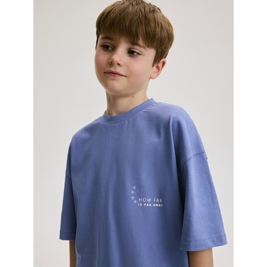 Reserved - T-shirt oversize z nadrukiem - niebieski ze sklepu Reserved w kategorii T-shirty chłopięce - zdjęcie 172357308