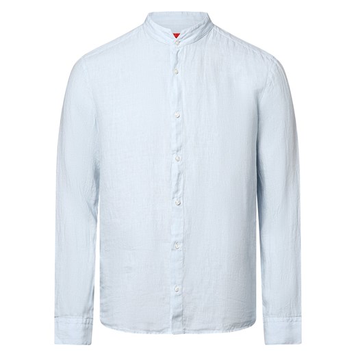 HUGO Męska koszula lniana - Elvory Mężczyźni Slim Fit len jasnoniebieski jednolity ze sklepu vangraaf w kategorii Koszule męskie - zdjęcie 172357537