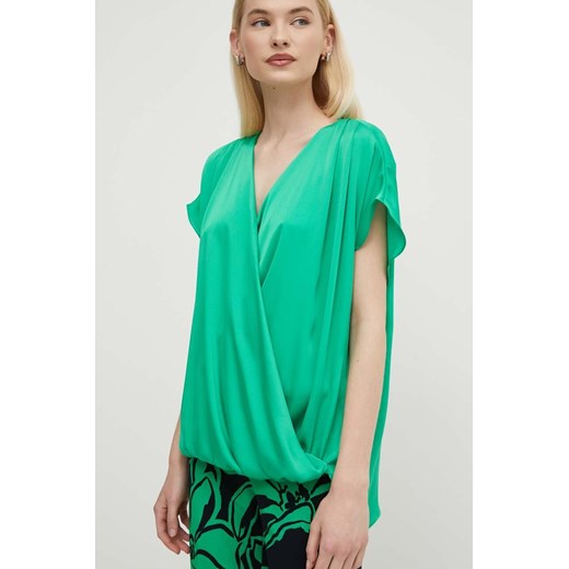 Joseph Ribkoff bluzka damska kolor zielony gładka 241278 ze sklepu ANSWEAR.com w kategorii Bluzki damskie - zdjęcie 172358237