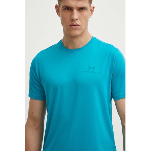 Under Armour t-shirt treningowy Rush Energy kolor turkusowy gładki ze sklepu ANSWEAR.com w kategorii T-shirty męskie - zdjęcie 172358795