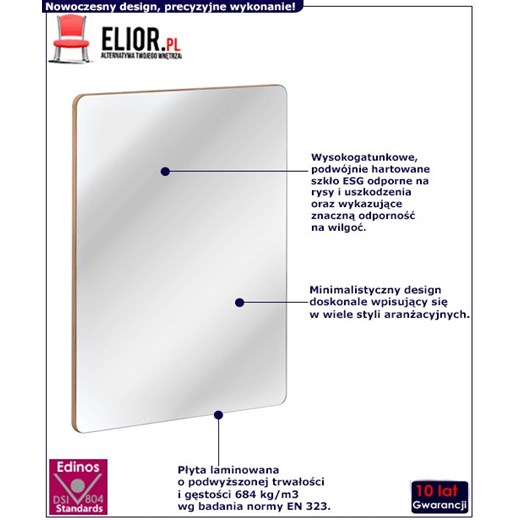 Prostokątne wiszące lustro łazienkowe Borneo 3S Elior One Size Edinos.pl