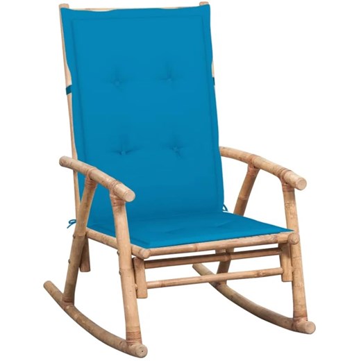 Bujany fotel bambusowy z jasnoniebieską poduszką - Bamsa ze sklepu Edinos.pl w kategorii Fotele ogrodowe - zdjęcie 172359168
