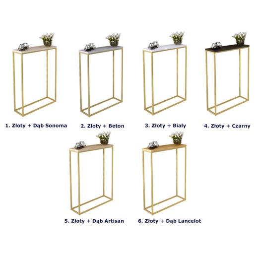 Minimalistyczna konsola złoty + dąb sonoma - Erosa 6X Elior One Size Edinos.pl