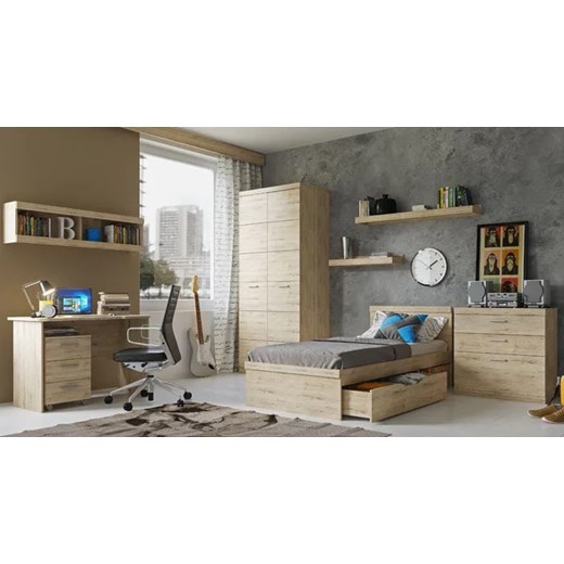 Klasyczne minimalistyczne biurko dąb san remo - Paxo 3X Elior One Size Edinos.pl