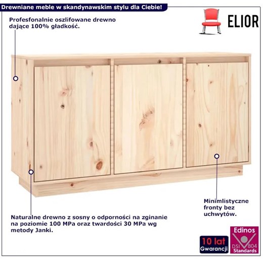 Drewniana komoda trzydrzwiowa - Jodi 4X Elior One Size Edinos.pl