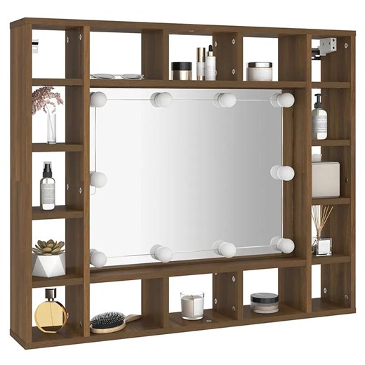 Toaletka z lustrem na biurko lub wisząca brązowy dąb - Moha ze sklepu Edinos.pl w kategorii Toaletki - zdjęcie 172360049