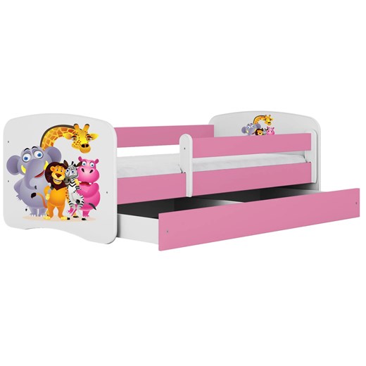 Łóżko dla dziewczynki z materacem Happy 2X mix 80x160 - różowe ze sklepu Edinos.pl w kategorii Łóżka dziecięce - zdjęcie 172360135