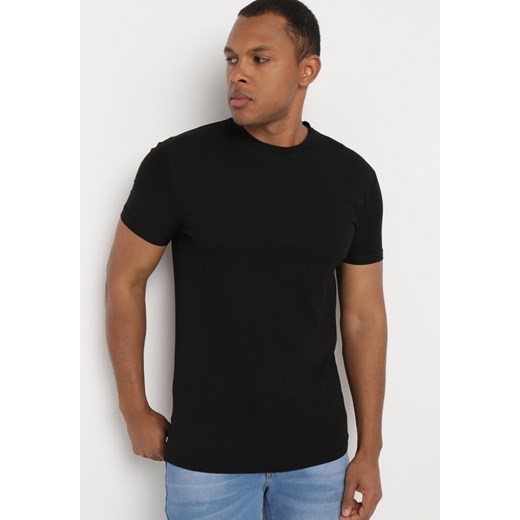 Czarna Koszulka Bawełniana o Klasycznym Kroju Xloette ze sklepu Born2be Odzież w kategorii T-shirty męskie - zdjęcie 172360229