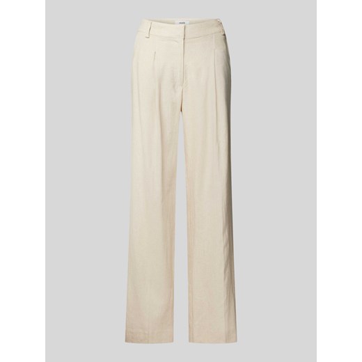 Spodnie lniane z szeroką nogawką i zakładkami w pasie model ‘Cristiana’ ze sklepu Peek&Cloppenburg  w kategorii Spodnie damskie - zdjęcie 172361097