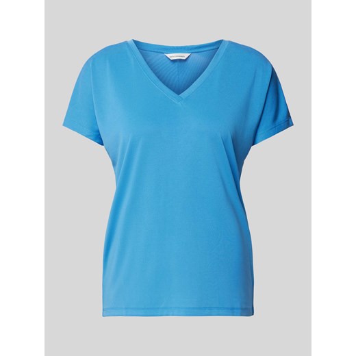 T-shirt z prążkowanym dekoltem w serek ze sklepu Peek&Cloppenburg  w kategorii Bluzki damskie - zdjęcie 172361205