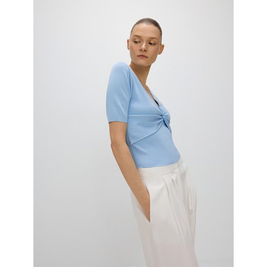 Reserved - Dzianinowa bluzka - jasnoniebieski ze sklepu Reserved w kategorii Bluzki damskie - zdjęcie 172363776