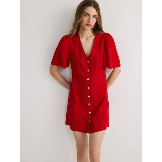 Reserved - Sukienka mini z wiskozą - czerwony ze sklepu Reserved w kategorii Sukienki - zdjęcie 172363908