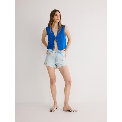 Reserved - Jeansowe szorty z przetarciami - niebieski ze sklepu Reserved w kategorii Szorty - zdjęcie 172363998