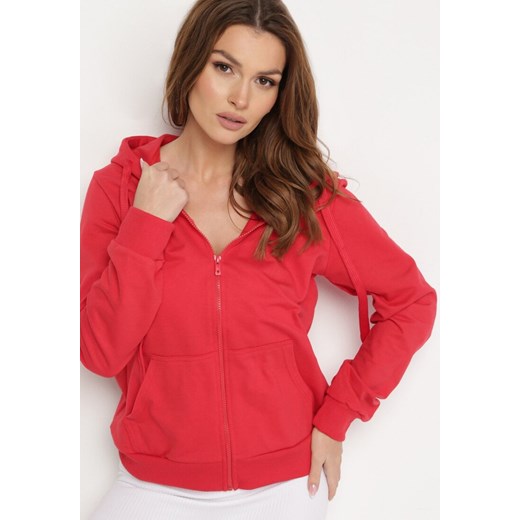 Czerwona Bluza z Kapturem Zapinana na Suwak Argis ze sklepu Born2be Odzież w kategorii Bluzy damskie - zdjęcie 172364739