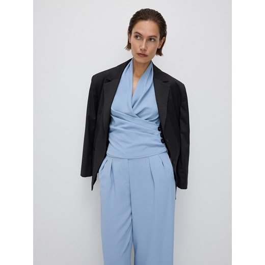 Reserved - Szerokie spodnie z zakładkami - jasnoniebieski ze sklepu Reserved w kategorii Spodnie damskie - zdjęcie 172366035