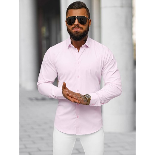 Koszula męska jasno-różowa OZONEE O/V110 ze sklepu ozonee.pl w kategorii Koszule męskie - zdjęcie 172366425